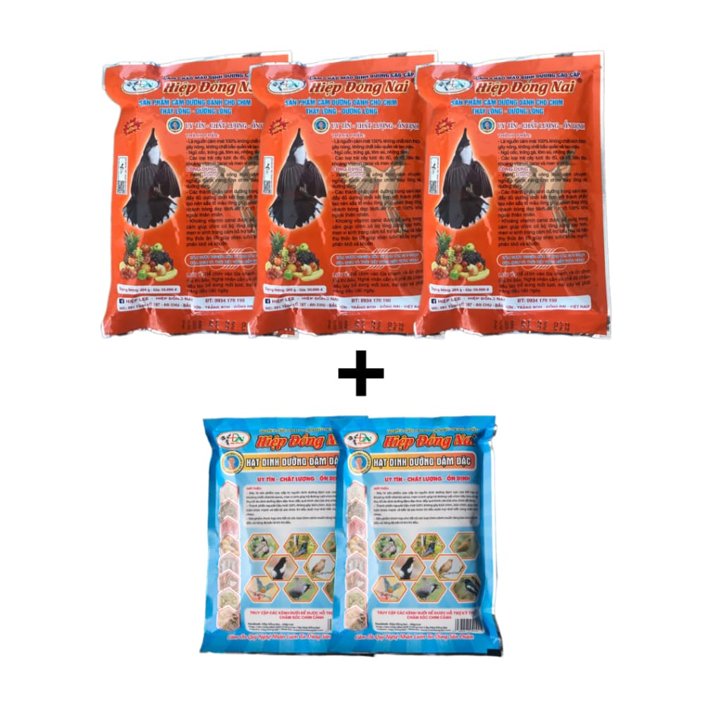 Combo 3 Dưỡng Thay Lông + 2 Đậm Đặc Hiệp Đồng Nai Giúp Dưỡng Và Căng Lửa Cho Chim Gói 200Gr