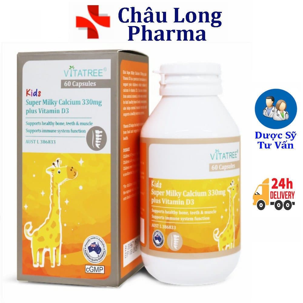 Milky Calcium D3 330mg Plus Vitatree bổ sung calci, vitamin D3 (Hộp 30 viên)
