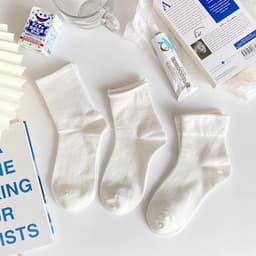 Sét 10 đôi tất nữ cổ cao trắng, (TRM) Vải cotton co giãn, họa tiết dễ thương thời trang  - Z.StoreVN 2