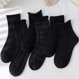 Sét 10 đôi tất nữ cổ cao trắng, (TRM) Vải cotton co giãn, họa tiết dễ thương thời trang  - Z.StoreVN 5