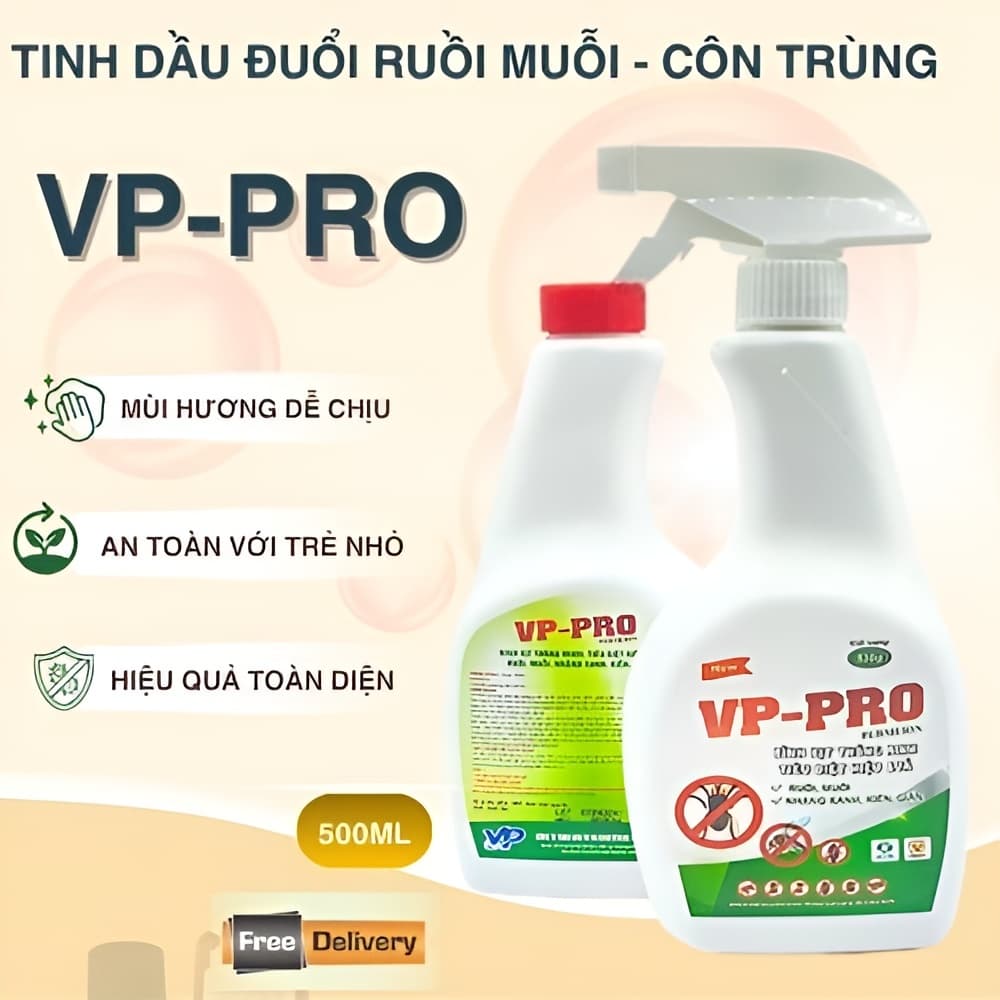 Xịt Đuổi Muỗi & Côn Trùng VP-PRO Chính Hãng 530ml – Tinh Dầu Tự Nhiên, An Toàn Cho Gia Đình