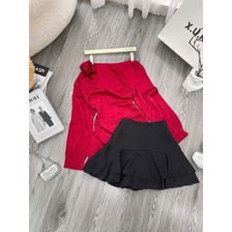 Set Áo Đỏ Lụa Lệch Vai Sang Chảnh – Hot Trend Dự Tiệc, set đồ mặc tết | Xukadress 9