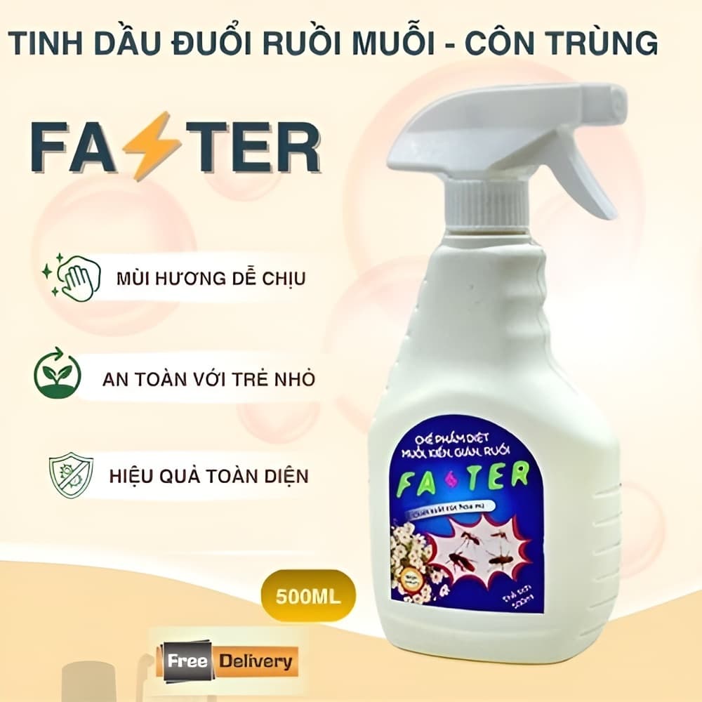 Xịt Đuổi Muỗi & Côn Trùng FA⚡️TER 500ml – Tinh Dầu Tự Nhiên, An Toàn Cho Gia Đình