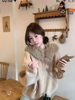 [Sẵn] Áo Len Nữ Dáng Rộng Khóa Kéo Có Mũ Lông Mềm Mịn Phong Cách Hàn Quốc Mặc Đẹp Mùa Đông Chali L06 9