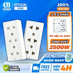 Ổ cắm điện táp lô 3 lỗ 2200W có nắp che an toàn E14N SOPOKA màu trắng 1