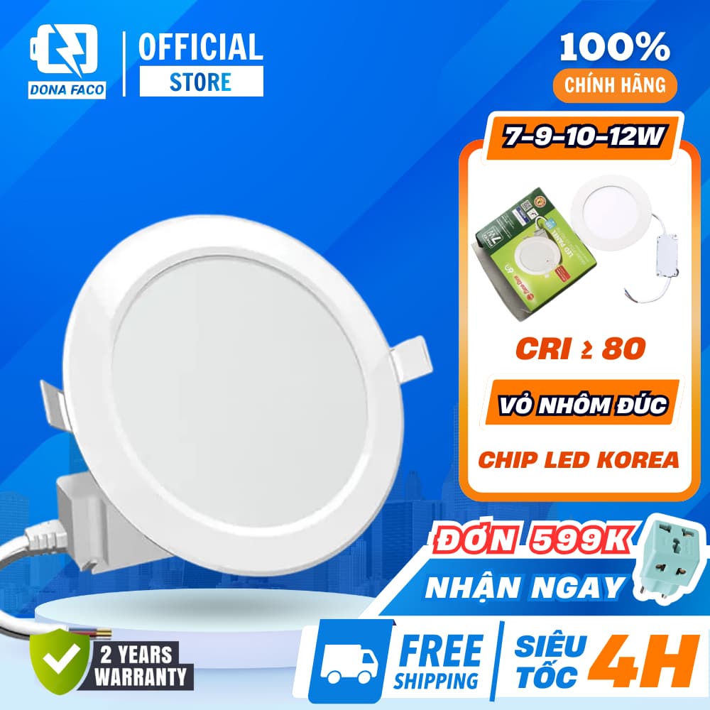 Đèn LED Panel đế mỏng âm trần Rạng Đông PT04.V2 phi 110 9W chính hãng