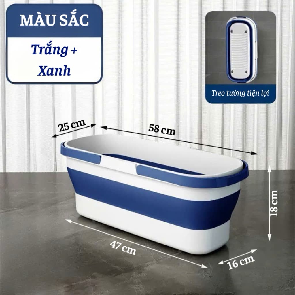 Xô Đựng Nước Gấp Gọn, Xô Nước Cây Lau Nhà Tự Vắt, Xô Nước Gấp Gọn Đa Năng Có 4 Bánh Xe Tiện Lợi