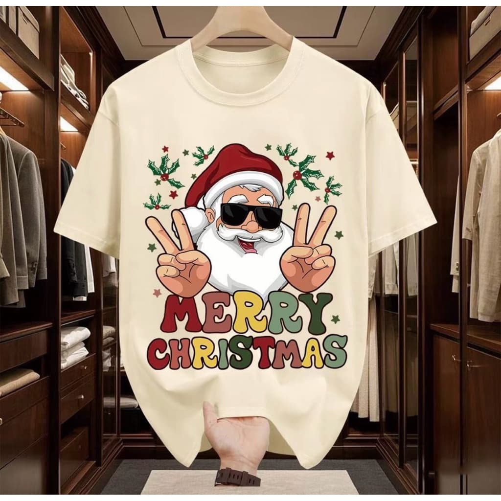 Áo thun Unisex Nam Nữ in hình ÔNG GIÀ NOEL SAY HI, chất cotton 100% - BOONE - BNE00308