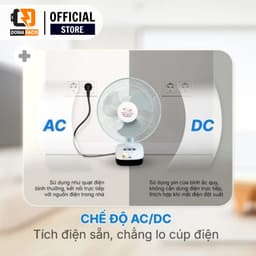 Quạt Sạc Tích Điện để bàn AC&DC 12 inch Honjianda FL301/312 1-2 pin - có đèn LED & USB 3