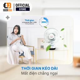 Quạt Sạc Tích Điện để bàn AC&DC 12 inch Honjianda FL301/312 1-2 pin - có đèn LED & USB 4
