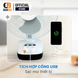 Quạt Sạc Tích Điện để bàn AC&DC 12 inch Honjianda FL301/312 1-2 pin - có đèn LED & USB 6