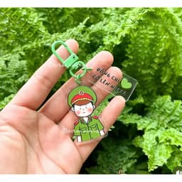 Móc Khóa Chú Bộ Đội Công An Chibi Mica Quà Tặng Treo Balo Chìa Khóa Cute 2