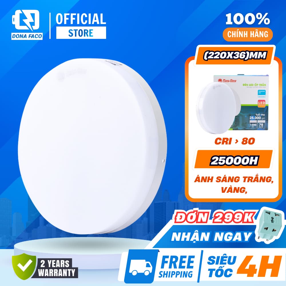 [ CHÍNH HÃNG ] Đèn LED ốp trần tròn và vuông tràn viền Rạng Đông LN12N 12W, 18W, 24W ánh sáng trắng