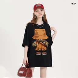 Áo Thun HY KORÉ Gấu Đội Nón 2979 Form Rộng Localbrand Oversize Unisex Vải Poly 100% Nam Nữ Mặc Đẹp 4