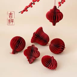 Sét 10 Lồng đèn treo trang trí tết noel bình hoa cây cảnh đỏ đô loại mới 3D hottrend tết 2026 mix đủ mẫu treo NHA TH 7