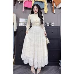 Váy Maxi Ren Màu Kem Xukadress – Đi Tiệc/Chụp Ảnh – Form xoè Đẹp – Sang Trọng, Váy Dự Tiệc, Váy du lịch Dài Thướt Tha 6