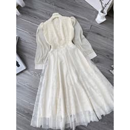 Váy Maxi Ren Màu Kem Xukadress – Đi Tiệc/Chụp Ảnh – Form xoè Đẹp – Sang Trọng, Váy Dự Tiệc, Váy du lịch Dài Thướt Tha 8