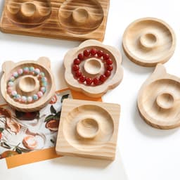 St.kunkka Khay đựng vòng tay bằng gỗ nguyên khối DIY gỗ đổ xô Tấm đựng chuỗi hạt cho vòng tay 8