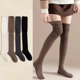 Set 5 Đôi Tất Vớ Đùi Dài Qua Gối Đi Bốt Gân Tăm Giữ Ấm Mùa Đông Phong Cách Hàn Quốc Sandy Đ9 1