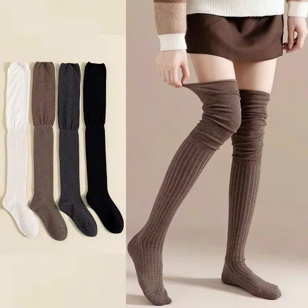 Set 5 Đôi Tất Vớ Đùi Dài Qua Gối Đi Bốt Gân Tăm Giữ Ấm Mùa Đông Phong Cách Hàn Quốc Sandy Đ9