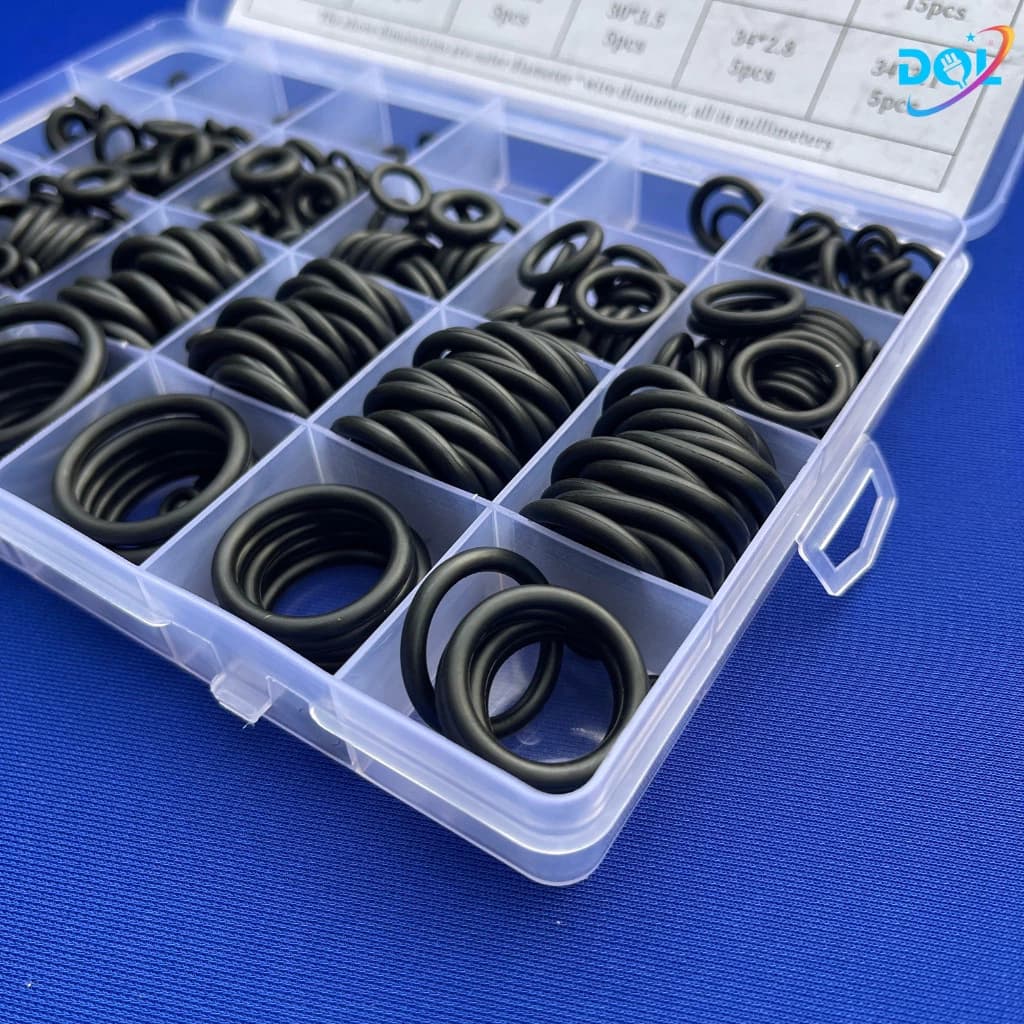 Hộp 400 gioăng cao su và 200 ron cao su chất lượng, bền bỉ thay thế băng tan, chịu dầu, size 24.