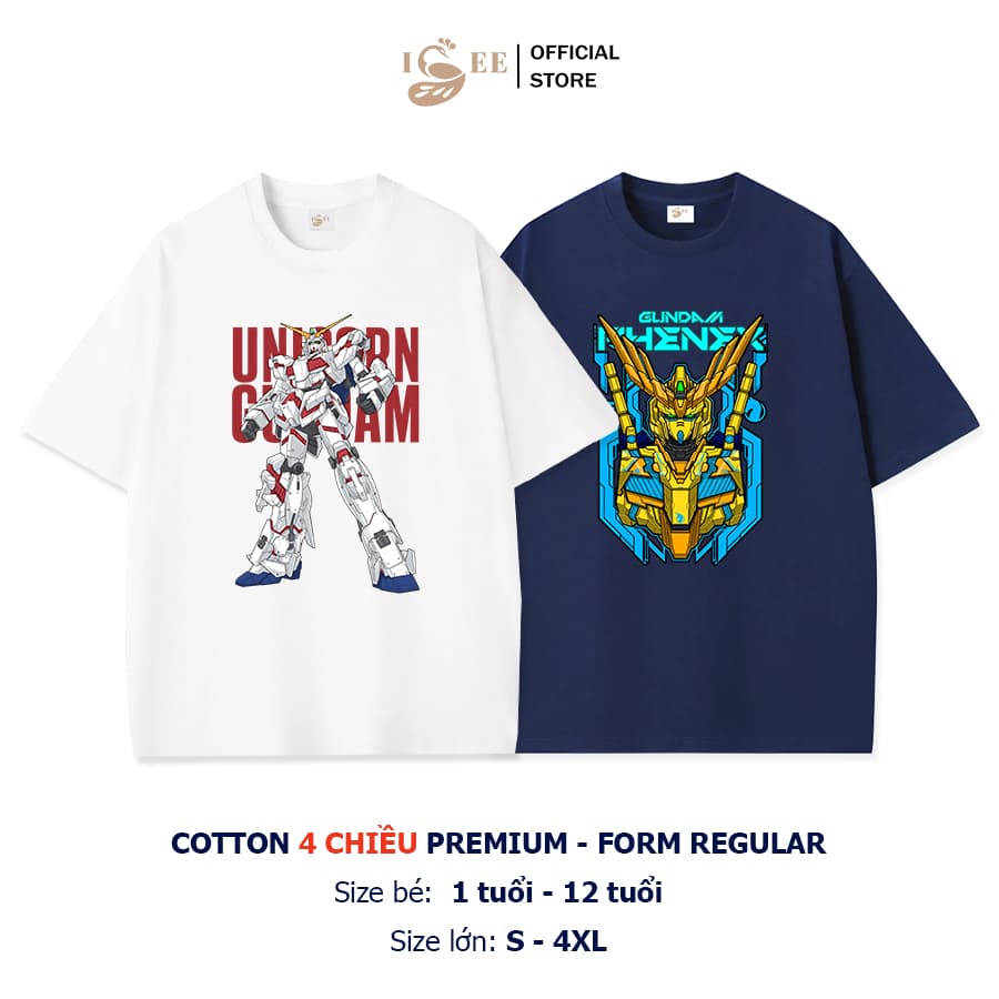 Áo thun cho bé trai ISEE VN in hình GUNDAM cotton 4 chiều Premium, form Regular vải dày dặn, thấm hút mồ hôi