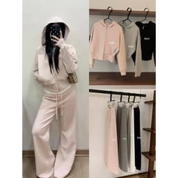 𝐄𝐍.𝐄𝐍 | Quần Nỉ Ống Suông Loe Nữ Cạp Cao Dây Rút Phong Cách Hàn Quốc Casual Thời Trang 7320 2