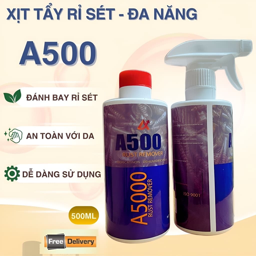 Dung Dịch Tẩy Rỉ Sét Đa Năng @5000 500ml – Loại Bỏ Rỉ Sắt Lâu Năm, Làm Sáng Kim Loại