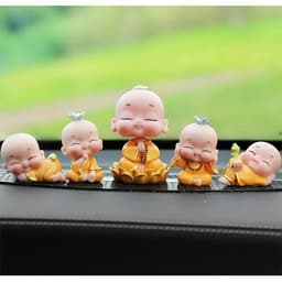 Tượng 5 chú tiểu vui vẻ an nhiên trang trí xe ô tô, tiểu cảnh, nhà cửa 1