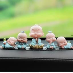 Tượng 5 chú tiểu vui vẻ an nhiên trang trí xe ô tô, tiểu cảnh, nhà cửa 2