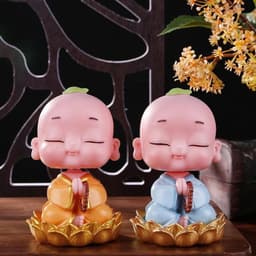 Tượng 5 chú tiểu vui vẻ an nhiên trang trí xe ô tô, tiểu cảnh, nhà cửa 3