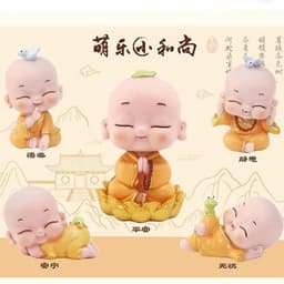 Tượng 5 chú tiểu vui vẻ an nhiên trang trí xe ô tô, tiểu cảnh, nhà cửa 5