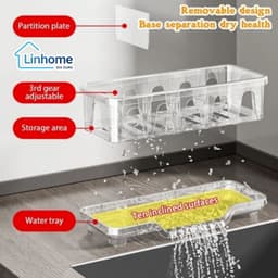 Khay đựng đồ rửa bát, kệ đựng đồ bồn rửa chén, giá đỡ nhựa bồn rửa bát tiện lợi, nhỏ gọn LINHOME 2