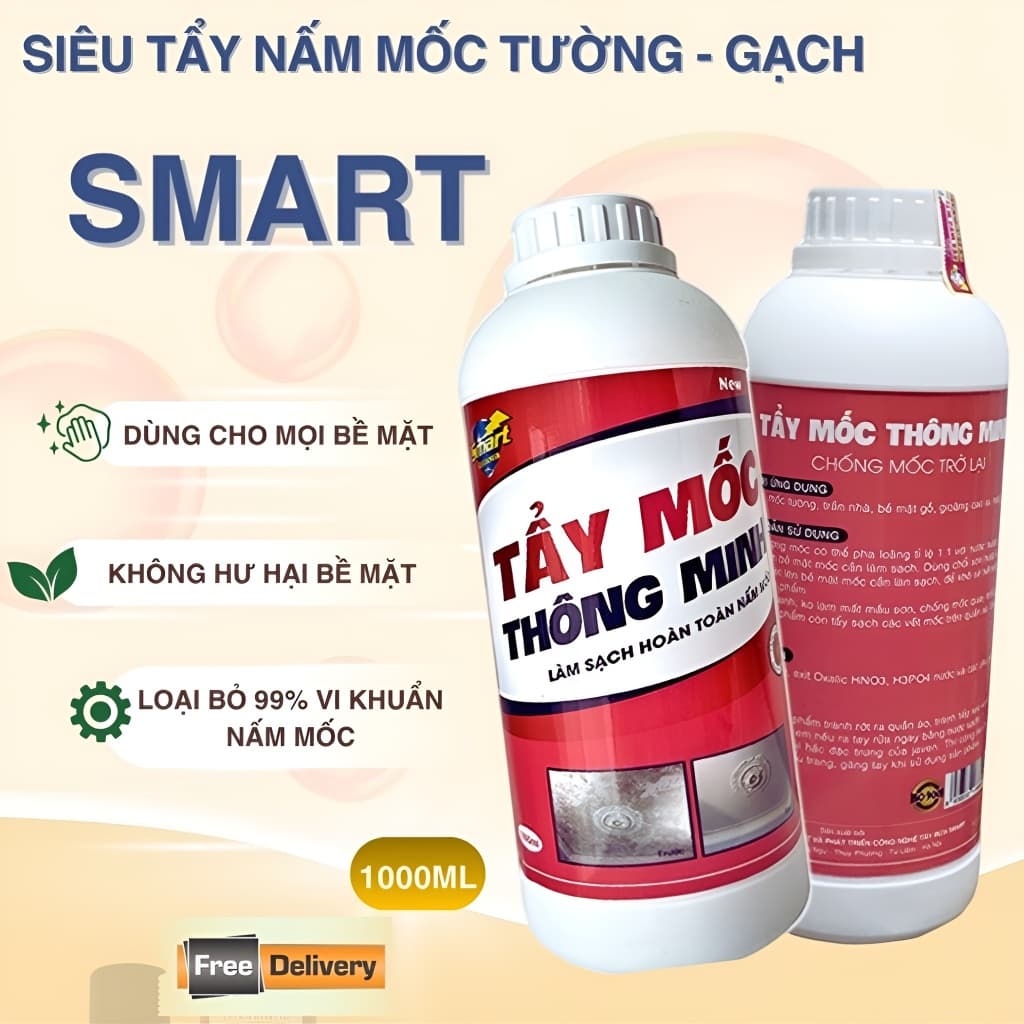 Chai Xịt Tẩy Nấm Mốc Đa Năng SMART Chính Hãng 1000ML – Làm Sạch Mốc Tường, Mốc Silicon, Mốc Nhà Tắm