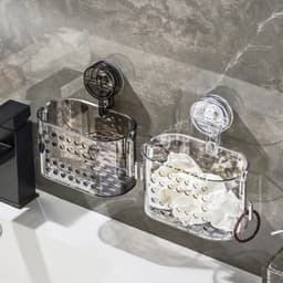 Kệ Treo Đồ Nhà Tắm Hút Chân Không, Nhựa ABS Cao Cấp, Trong Suốt, Đa Năng Có Lỗ Thoát Nước Đa Năng - GD909-MocCK-KhayDD 5