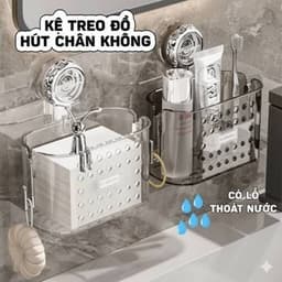 Kệ Treo Đồ Nhà Tắm Hút Chân Không, Nhựa ABS Cao Cấp, Trong Suốt, Đa Năng Có Lỗ Thoát Nước Đa Năng - GD909-MocCK-KhayDD 1
