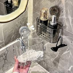 Kệ Treo Đồ Nhà Tắm Hút Chân Không, Nhựa ABS Cao Cấp, Trong Suốt, Đa Năng Có Lỗ Thoát Nước Đa Năng - GD909-MocCK-KhayDD 6