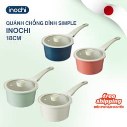 Quánh vân đá Omi Simple Inochi 18cm có nắp đậy, lớp chống dính cao cấp, kháng khuẩn 99.9%, phù hợp mọi loại bếp 1