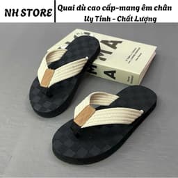 dép Nam tông kẹp quai dù nền ô vuông đen ( mũi bò) 4