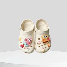 Dép sục nữ gắn charm cute màu kem ( không chữ )– êm nhẹ, thời trang – đi học, đi chơi 2