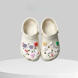 Dép sục nữ gắn charm cute màu kem ( không chữ )– êm nhẹ, thời trang – đi học, đi chơi 5