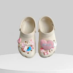 Dép sục nữ gắn charm cute màu kem ( không chữ )– êm nhẹ, thời trang – đi học, đi chơi 8