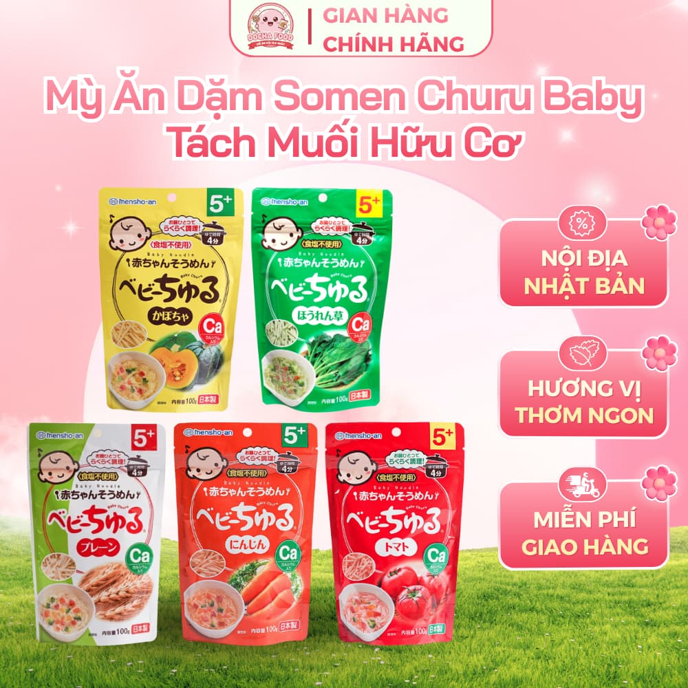 [Nội địa Nhật] Mỳ Ăn Dặm Hữu Cơ Tách Muối Somen CHURU BABY Cho Bé Ăn Dặm Từ 5 Tháng Tuổi (100g)
