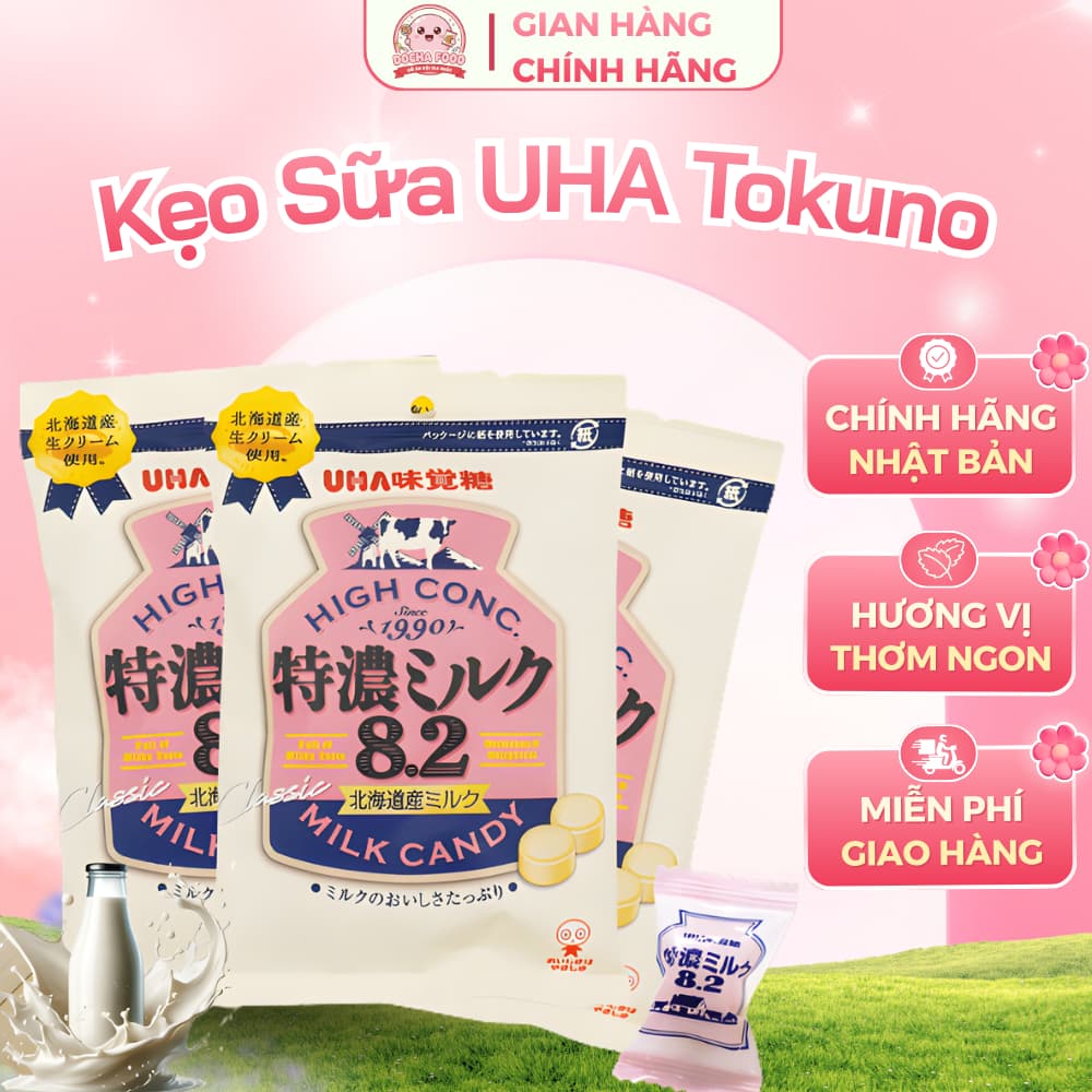 [DATE 6.2026] Kẹo Sữa UHA TOKUNO Kem Tươi Nội Địa Nhật Bản 88g
