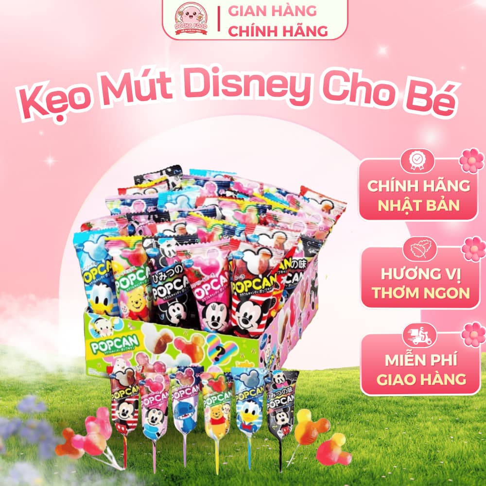 [HSD 2026] Kẹo Mút Cho Bé Popcan Glico Mickey , Kẹo Mút Nhiều Vị Trái Cây Nội Địa Nhật