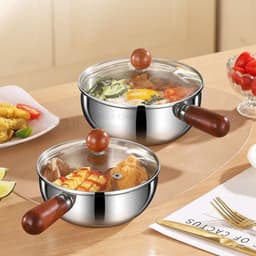 Nồi inox mini 14cm inox 304 Gorilla Chef phù hợp nấu 1 gói mì, luộc trứng, nấu cháo, Tay Cầm Chắc Chắn 3