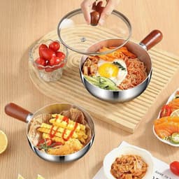 Nồi inox mini 14cm inox 304 Gorilla Chef phù hợp nấu 1 gói mì, luộc trứng, nấu cháo, Tay Cầm Chắc Chắn 5