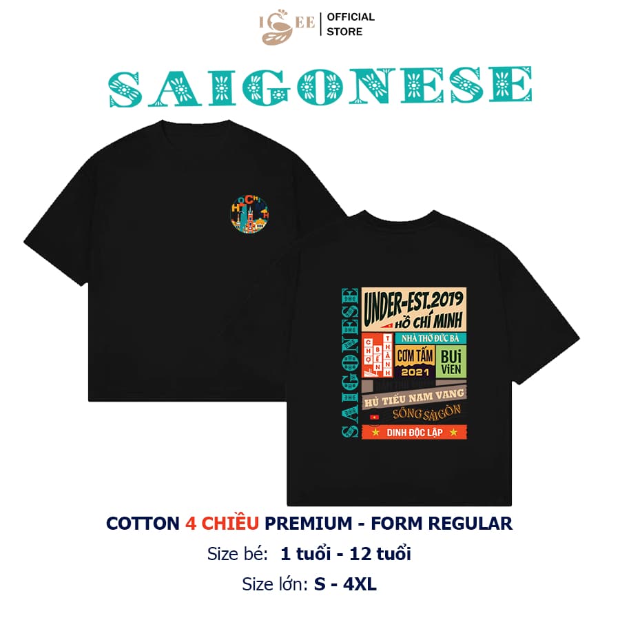 Áo thun gia đình Unisex tỉnh thành - Hồ Chí Minh, áo thun bé trai bé gái form rộng in họa tiết ISEE VN Local Brand IS40