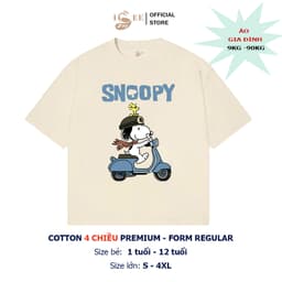 (Có áo người lớn) áo thun snoopy, áo phông hoạt hình snoopy, áo thun cho bé trai, bé gái mềm mịn, thấm hút tốt ISEE IS56 1
