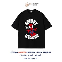 Áo thun bé trai SPIDER MAN form rộng ISEE VN, áo phông bé trai chất cotton 4c premium thấm hút, chất vải dày dặn SPD02 5